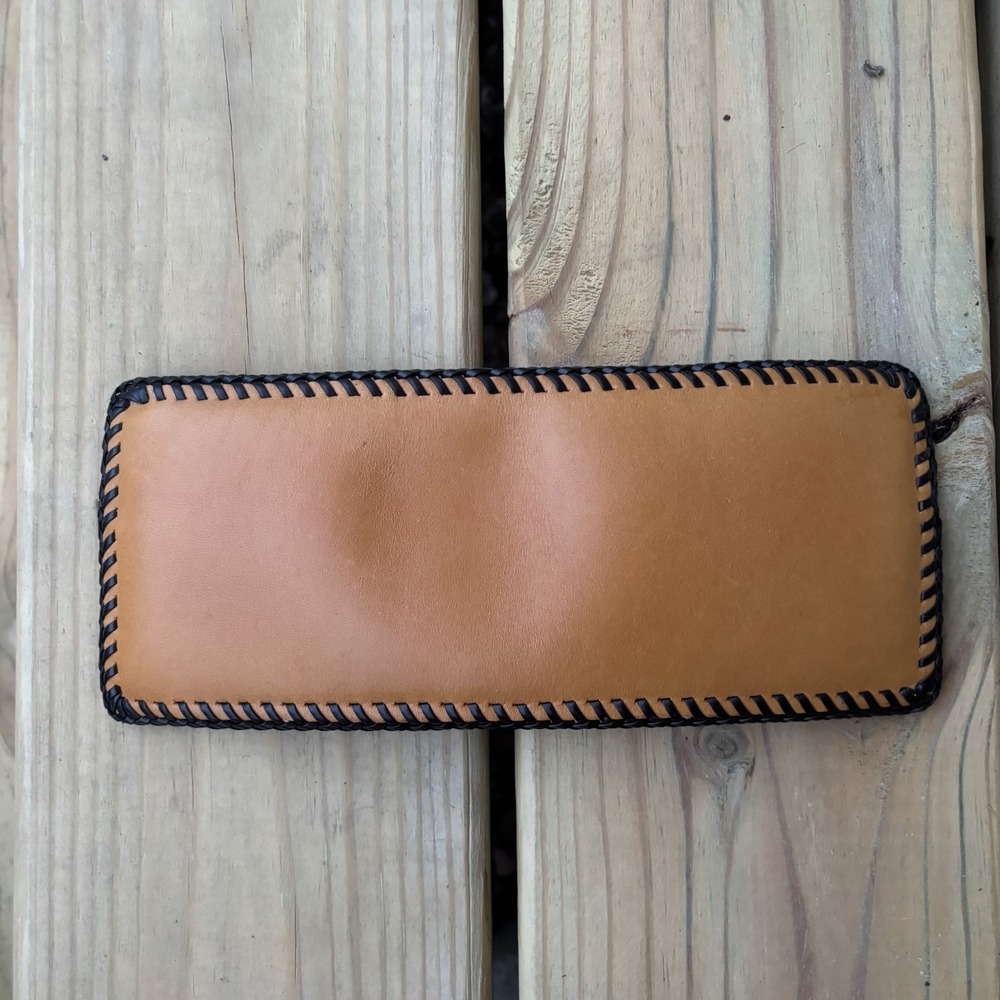 Vintage Leather Wallet Handmade Whipstitch Bi Fold USA Made New Brown Genuine